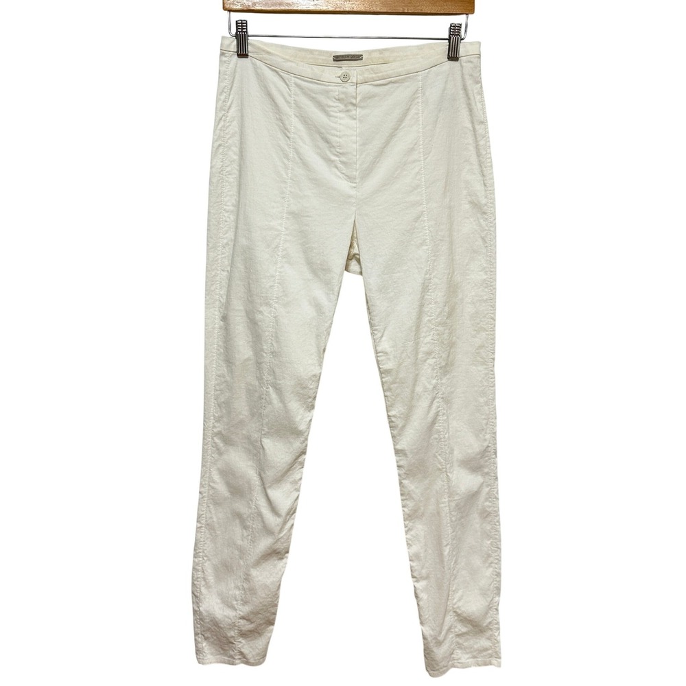 Annette Görtz Linen Blend Pants Women 42/10 Cream Slim Leg Luxury Minimalist